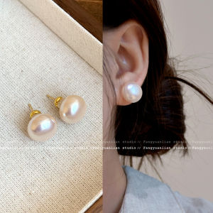 Classic Gentle Pearl Earrings Womens Slimming Pink Finish round Face Shape Fashion Jewelry Ear Decorations Korean Style
