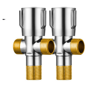 Full Copper Triangle Valve Cold And Hot Water Tap Switch Household Toilet Dual Output Ceramic Three Way Distribution Valve