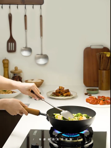 SR99. ECOCO 2-in-1 Cooking Shovel Stainless Steel Walnut Handle Stir Fry Spatula Soup Ladle 304 Steel Kitchen Utensil