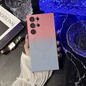 Magnetic Wireless Charge Gradient Case For Samsung Galaxy S25 S24 S23 S22 S20 Fe Plus Ultra For Magsafe Liquid Silicone Cover