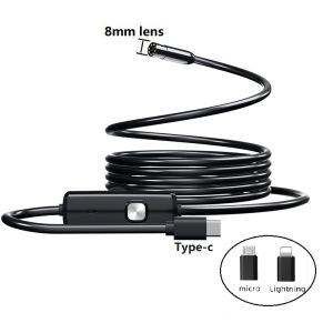 Endoscope Camera 1080P HD Borescope with 8 LED Lights 8mm Inspection Camera for iOS Android Samsung