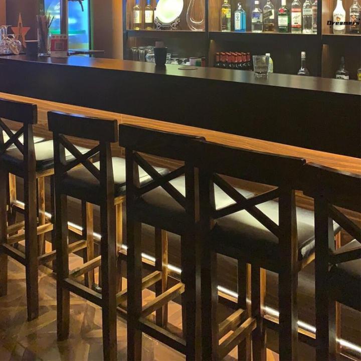 Bar Chair Coffee Shop Solid Wood Bar Stool Minimalist High Stool Backrest Chair Bar Stool Front Desk Cashier Stool Manufacturer