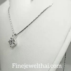 Finejewelthai-จี้เงินแท้ เลือกฝังเพชรสังเคราะห์หรือพลอยแท้ได้-P1055gem02-e (ราคานี้ไม่รวมสร้อยนะคะ)