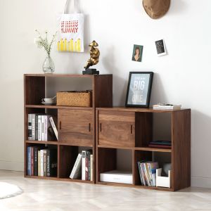 Nordic Style Free Combination Full Solid Wood Floor Standing Bookcase Simple Modern Living Room Storage Cabinet Adult Use