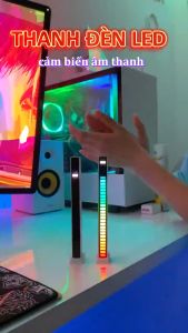 Thanh đèn Led RGB nháy theo nhạc cảm biến âm thanh siêu nhạy có chân đế trang trí bàn làm việc