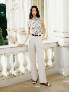 Vero Moda | Quần Linen Dạo Phố Nữ Màu Khối Đai Nơ Xòe