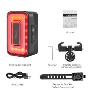 CYCLAMI Bicycle Intelligent Radar Tail Light Bike Smart Rear Brake Sensing Lamp Ebike LED New Cycling Taillight