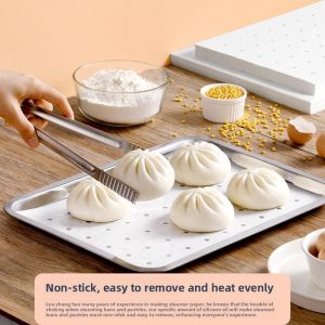 MONLEYTA | Food Grade RectangularDisposable Steaming Paper Pad Steamer Tray Liner Cloth For Steaming Box And Pot Long Rectangle Mat