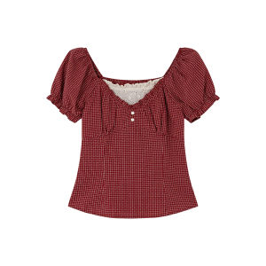 NIHAOKANONG | Áo Blouse Tạo Hình Ống Bong Bóng Đính Cài Giả Mỏng Hè