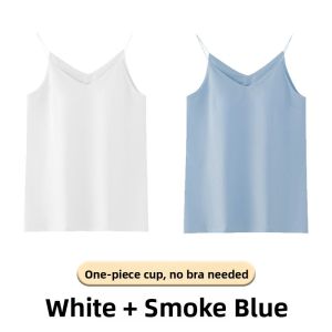 Miiow | Cat Woman V-neck Ice Silk Thin Strap Vest Women Summer New No Bra Underwear Outerwear Slim Base Top Fashionable Commute Style