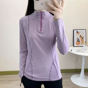 เสื้อยืดแขนยาวขนนุ่มบางแห้งเร็วสำหรับผู้หญิง ยูนิฟอร์มโยคะ ยืดหยุ่นสูง ออกกำลังกาย วิ่ง ฤดูหนาว เสื้อผ้ากีฬา ลำลอง สำหรับผู้หญิง