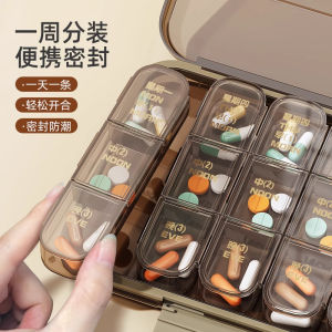 Portable Mini Pill Organizer Box Seven Days a Week Portable Medicine Box with Meal Time Reminding Function Compact Medicine Container