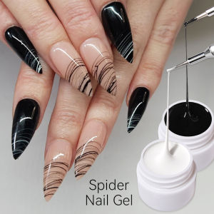 LILYCUTE 8ml White Black Silver Spider Nail Gel Natural Dark Flashy Drawing Painting UV Gel Nail Varnish Nails Art Design