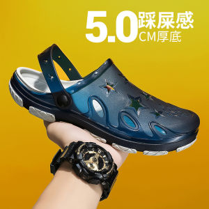 Hole Shoes Mens Summer Outwear Outdoor Closed-Toe Slippers Thick Sole Slip-on Sports Sandals Non Slip Beach Shoes