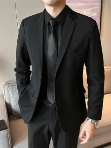 Business Casual Mens Suit Set Wedding Best Man Formal Wear Spring Autumn Top Quality Standard Fit Two Button Single Row