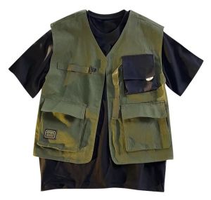 Jaket Rompi Anak Pria Kargo Multi Saku Tanpa Lengan Kasual Mode Luar Ruangan Fashion 2-10 Tahun