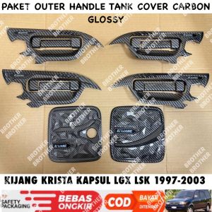 Paket Outer Handle Tank Cover Kijang Kapsul Krista LGX LSK 1997 2000 2003 Carbon Glossy