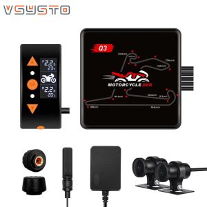 VSYSTO Motorcycle Dash Cam Q3 with 0.96 OLED Screen Wired Controller support TPMS  Parking Recording GPS 5GHz High Speed WiFi Motorbike Dash Cam