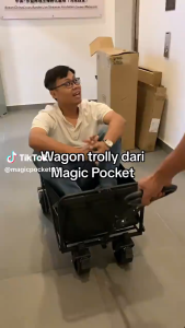 Foldable 300L Outdoor Wagon Trolley 12-inch Camping Cart with 360° Wheels Portable Camping Wagon Magic_Pocket