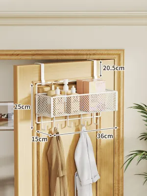 Multi-layered Wall-mounted Storage Shelf with Hooks No-drilling Required