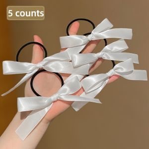 5Pcs Womens Style Fashionable and Cute White Bow Hair Tie Suitable for Daily Use Recommended Gift Hair Accessories