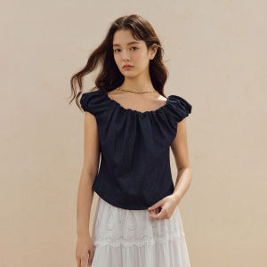 INMAN | Off-shoulder Summer Womens Blouse Tencel Cotton French Washed Denim Short Sleeve