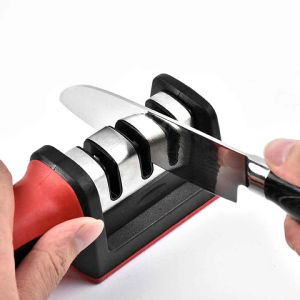 3 Stage Knife Sharpener Anti Slip Handheld Sharpen Dull Knives Blade/Batu Pengasah Pisau