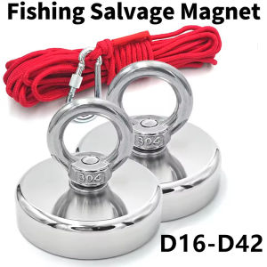 D16-D42 Super Strong Magnetic Neodymium Fishing Magnet Hook Heavy Duty Rare Earth with Countersunk Hole Eyebolt Salvage Magnetic