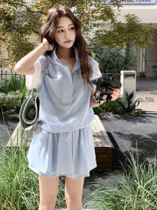 Korean College Style Sportswear Set Women Summer Loose Slimming Fashionable Short Sleeve Pants Skirt Casual Two-Piece Set