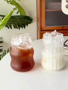 Coffee Cups With High Aesthetic  Chubby And Chubby Glass Cups. Girls Use Straws To Drink Milk Cup Ingredients Tea Cups For Home Use