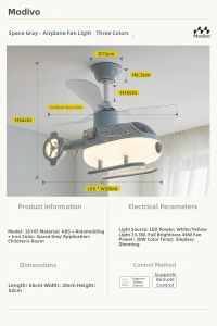 FANCY LAMP CLUB | Cartoon Plane Design Child Bedroom Ceiling Fan Light