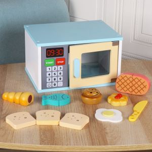 LIWAN | Simulated Cooking Toy Mini Kitchen Wooden Oven Cut & Play DIY Microwave