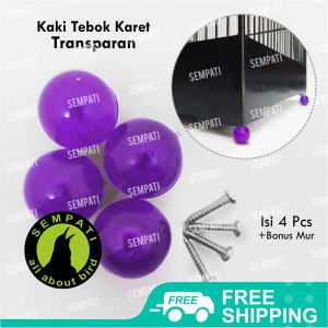SEMPATI Kaki Tebok Karet Bulat Isi 4 Transparan Mute Aksesories Untuk Sangkar Kandang Kotak Kenari Kacer Cucak Pleci Dll KBISI4