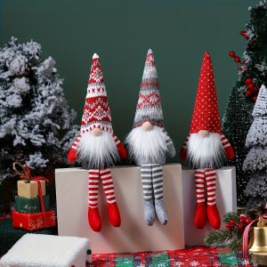 3-piece set of Christmas faceless dwarf holiday decorations faceless old man small statue ornaments perfect for home decoratio