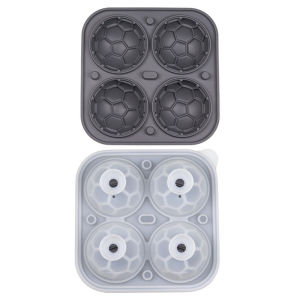 4 Grids Silicone Ice Grid Football Summer Ice Cube Mold With Cover Large Ice Cube Maker For Whiskey Cocktails Kitchen Bar Tools