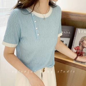 Dsion พร้อมส่งในไทย เสื้อยืดแขนสั้น เสื้อผ้าผู้หญิงสวยๆ เสื้อสีพาสเทล เข้าได้กับทุกชุด ไม่มีไม่ได้นะ