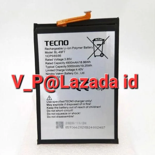 Baterai Batre HP TECNO SPARK GO KE5j KE5k ORIGINAL 100% BL-49FT