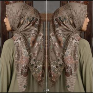 Jilbab motif Printing Segi empat voal premium laser cutting