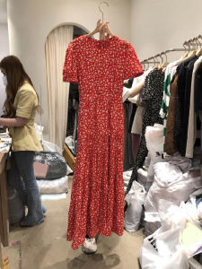 2025New Summer Korean Dress Brand NUOVPAUL Round Neck Printed Short Sleeve Dress for Women