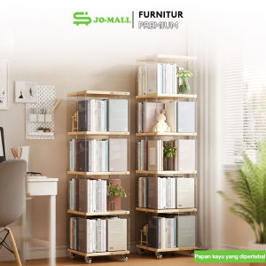 Rak Rak Buku Putar Akrilik Rak Dinding Ruangan Tamu Rak Susun Serbaguna Rak Susun Plastik 4 Tingkat