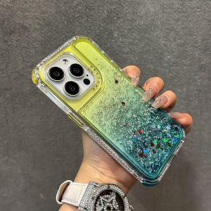 เคสโทรศัพท์หรูหราแบบไล่สีกากเพชรสำหรับ iPhone 17 Air 16 15 14 13 12 Pro Max 8 7 Plus X XR SE XS Max  แบบใสประกายกลิตเตอร์