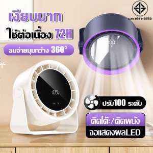 🌀รับประกัน 20ปี🌀 พัดลมตั้งโต๊ะ พัดลมไร้สาย พัดลมเล็ก 100 ระดับ ปรับได้ ลมจ่ายมุมกว้าง 360° ลมแรง เสียงเงียบ จอแสดงผล LCD แบตใช้นานพิเศษ ชาร์จ 1 ครั้ง ใช้15 วัน พัดลมUSB พัดลมพกพา พัดลมไฟฟ้า พัดลมมินิน้อง พัดลมไร้สาย พัดลมชาร์จแบต Desktop Fan