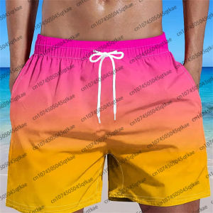 Mens Plus Size Gradient Color Shorts Beach Pants Holiday Shorts Elastic Drawstring Sports Gym Pants Summer Kid Beach Shorts