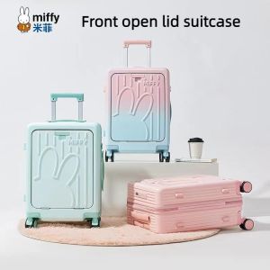 Miffy Front Open Lid Zipper 67cm Travel Boarding Password Luggage 80cm Expandable Large Capacity Trolley Case Female gift