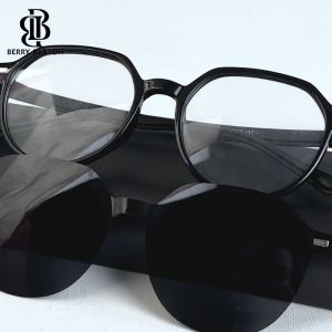 Berrybarton Kacamata Clip On Polarized Round Plastik TR Anti Radiasi Bluecromic Pria Wanita 9006