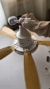Jiditech 62CM Wooden Ceiling Fan with LED Light E27 Three Speeds Quiet Fan With Remote Control