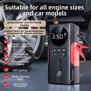 NPC | Electric Tire Inflator with Pressure Monitoring and Emergency Power Starter Car Pump