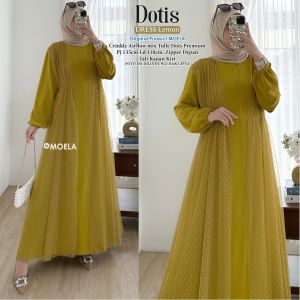 DRESS PESTA PREMIUM CRINKLE AIRFLOW MIX TULLE DOTS HQ / DOTIS DRESS BY MOELA