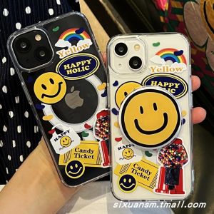 Rainbow Cartoon Wireless Charging Magnetic Absorption Phone Case with Egg Machine Cute Creative Acrylic Protective Shell for 