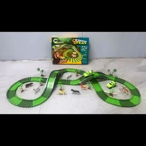 Electric Train Toys for Kids Boy DIY Assembly 135Pcs Dinosaur Rail Car Toy Track Transport Car for Kids